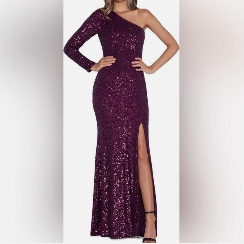 NWT Xscape Burgundy Wine Sequin Gown